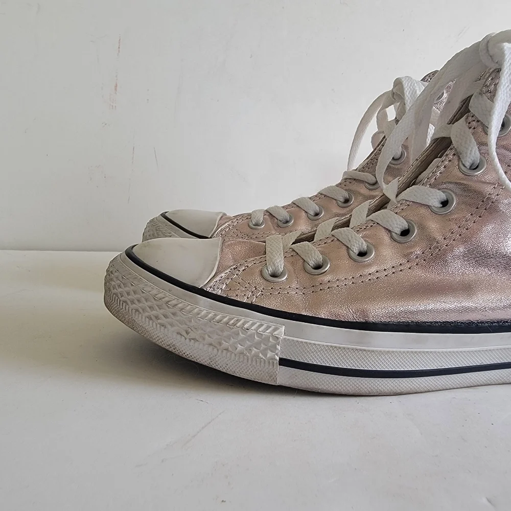 Converse Pink Rose Quartz Metallic Hi Tops Size 9 40 Streetwear Sneakers - Picture 11 of 16